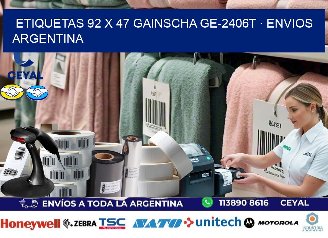 ETIQUETAS 92 x 47 GAINSCHA GE-2406T · ENVIOS ARGENTINA