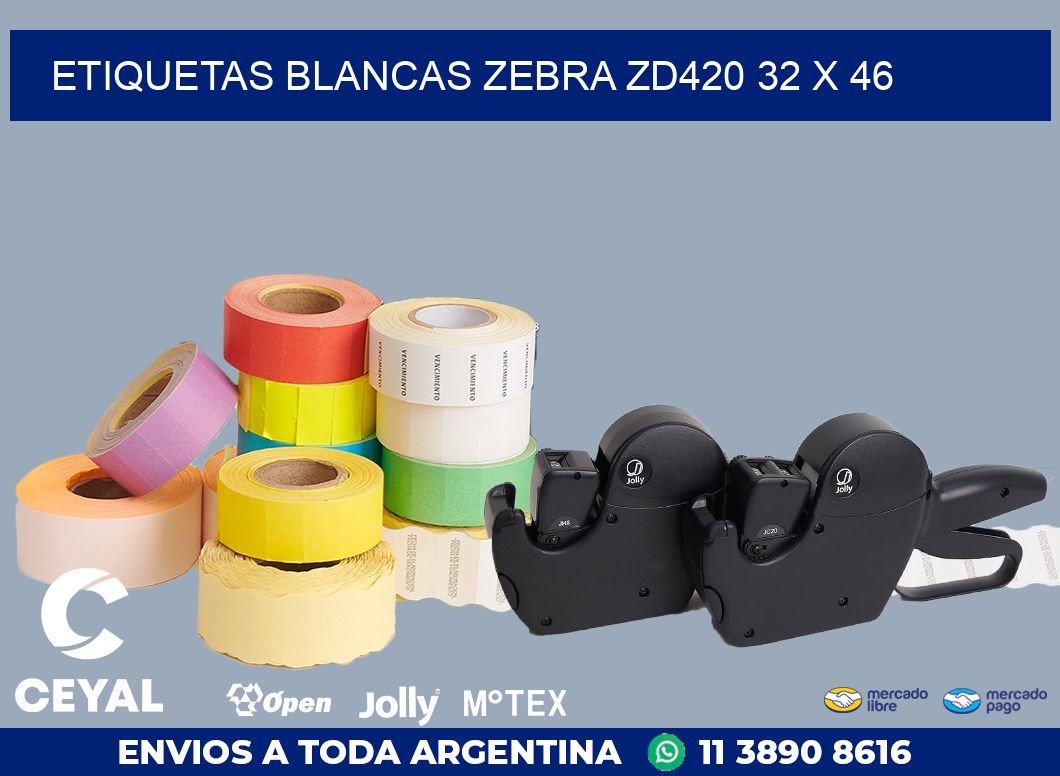 ETIQUETAS BLANCAS ZEBRA ZD420 32 x 46