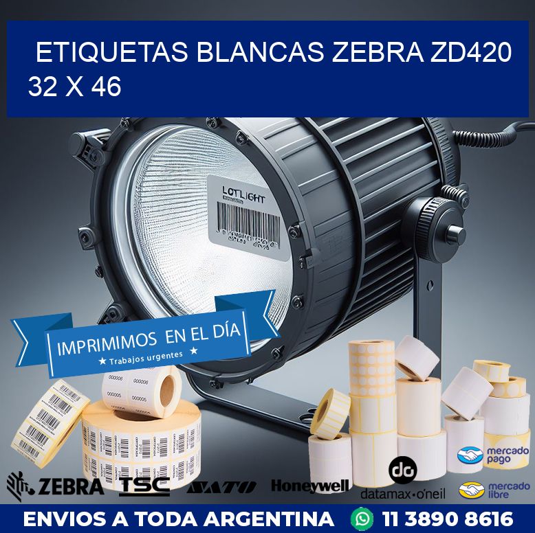ETIQUETAS BLANCAS ZEBRA ZD420 32 x 46