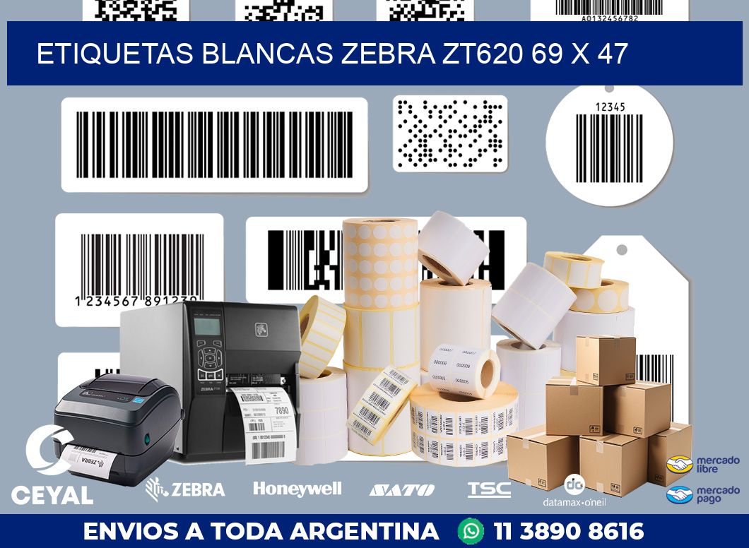 ETIQUETAS BLANCAS ZEBRA ZT620 69 x 47