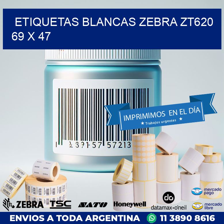 ETIQUETAS BLANCAS ZEBRA ZT620 69 x 47