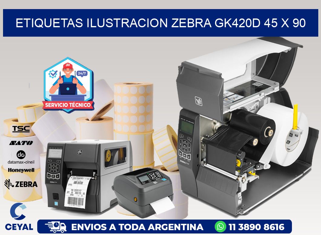 ETIQUETAS ILUSTRACION ZEBRA GK420D 45 x 90
