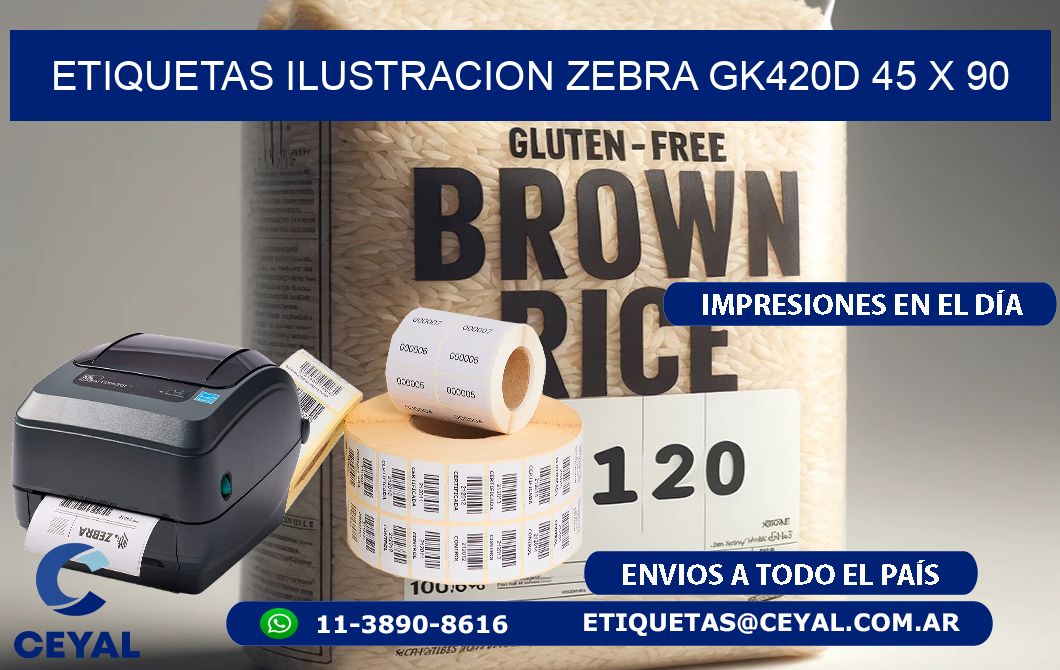 ETIQUETAS ILUSTRACION ZEBRA GK420D 45 x 90