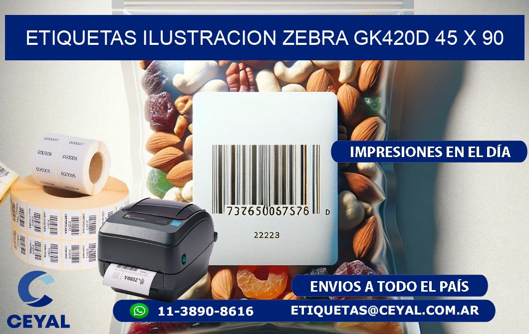 ETIQUETAS ILUSTRACION ZEBRA GK420D 45 x 90