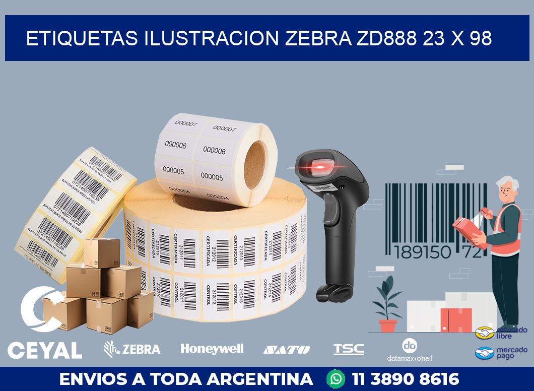 ETIQUETAS ILUSTRACION ZEBRA ZD888 23 x 98