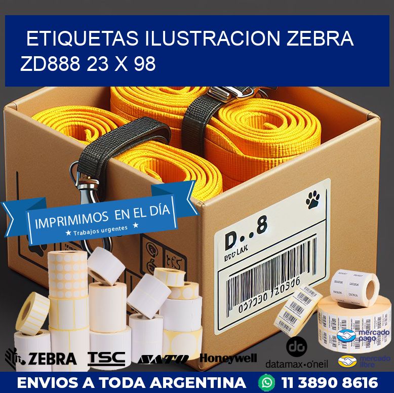 ETIQUETAS ILUSTRACION ZEBRA ZD888 23 x 98
