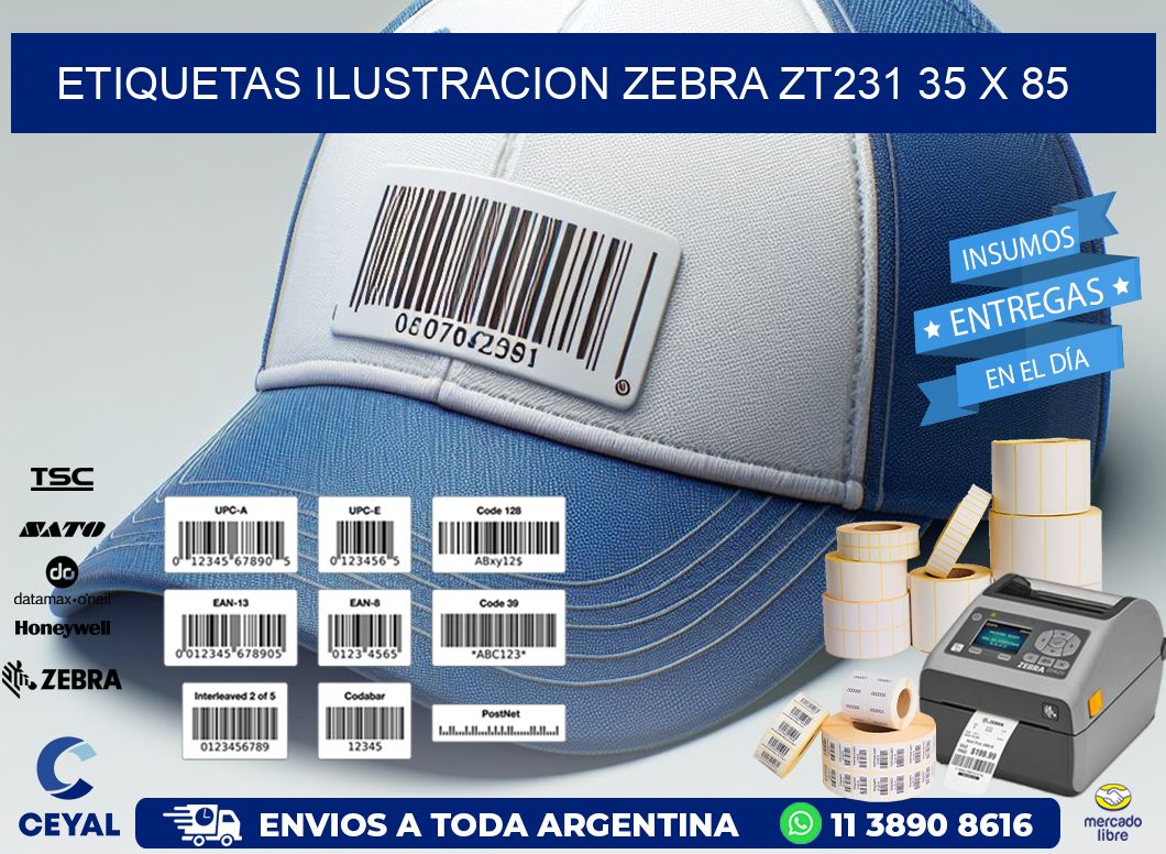 ETIQUETAS ILUSTRACION ZEBRA ZT231 35 x 85