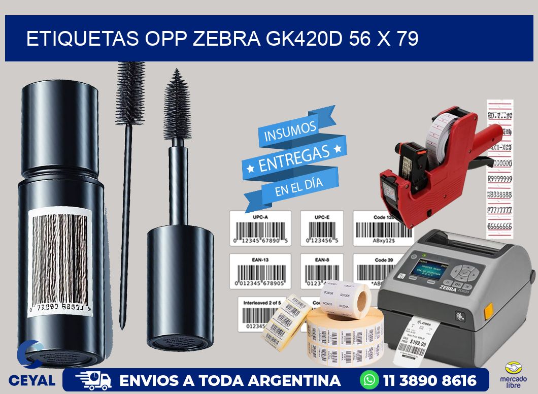 ETIQUETAS OPP ZEBRA GK420D 56 x 79