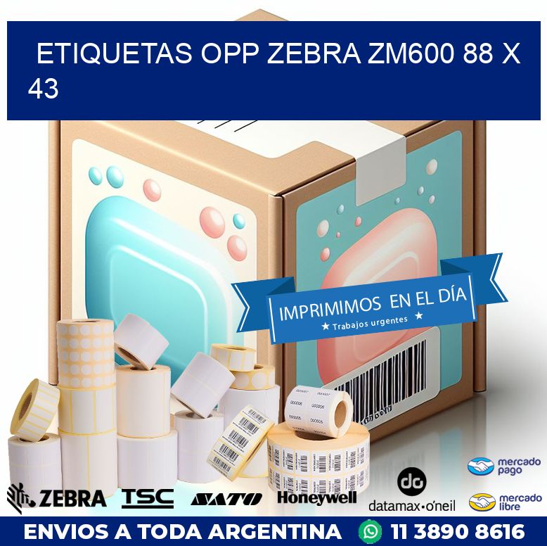 ETIQUETAS OPP ZEBRA ZM600 88 x 43