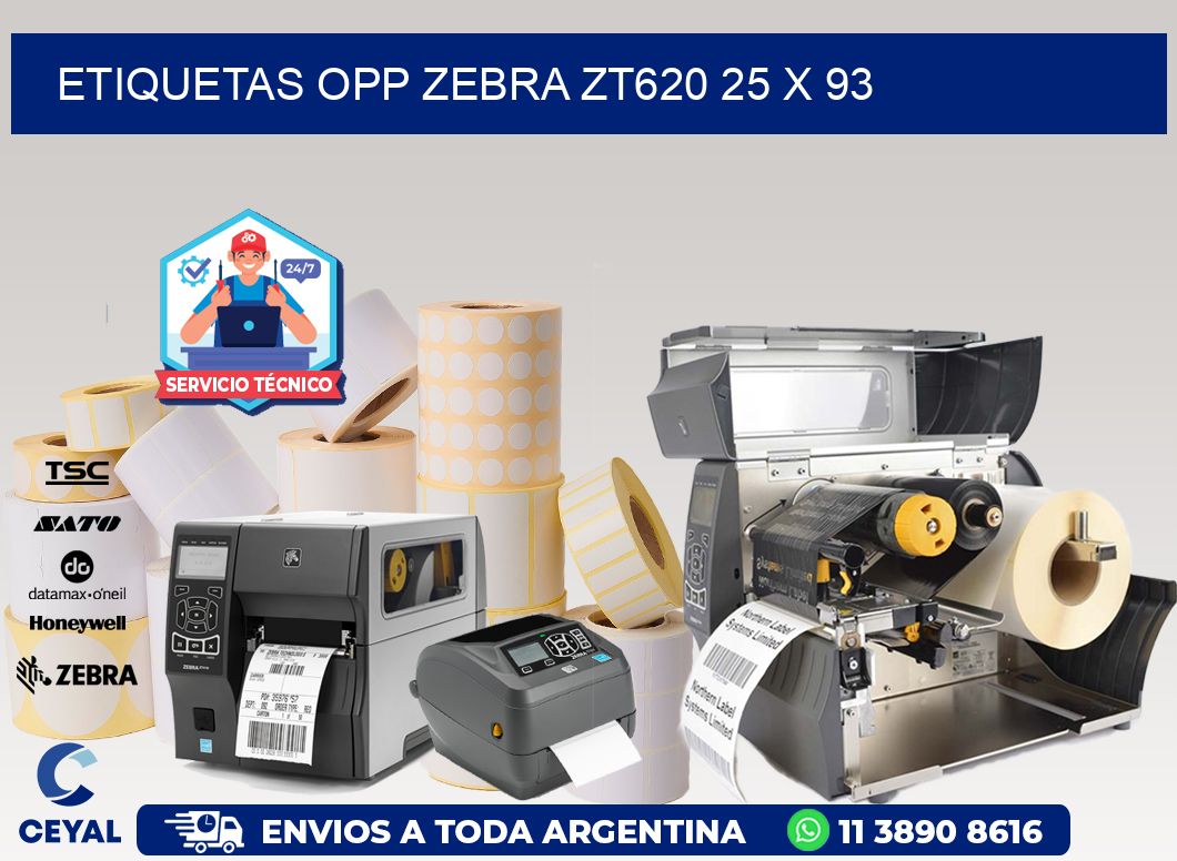 ETIQUETAS OPP ZEBRA ZT620 25 x 93