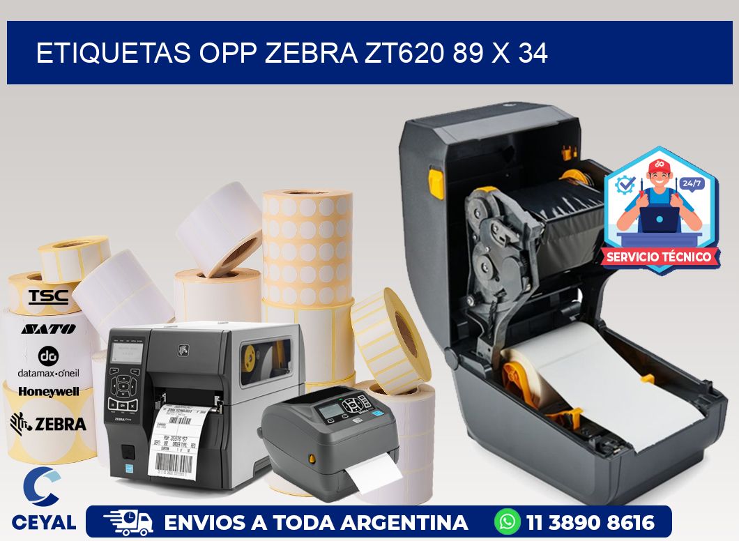 ETIQUETAS OPP ZEBRA ZT620 89 x 34