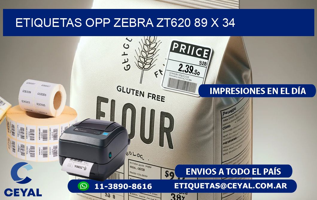 ETIQUETAS OPP ZEBRA ZT620 89 x 34