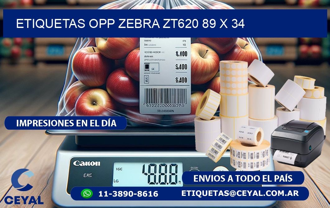 ETIQUETAS OPP ZEBRA ZT620 89 x 34