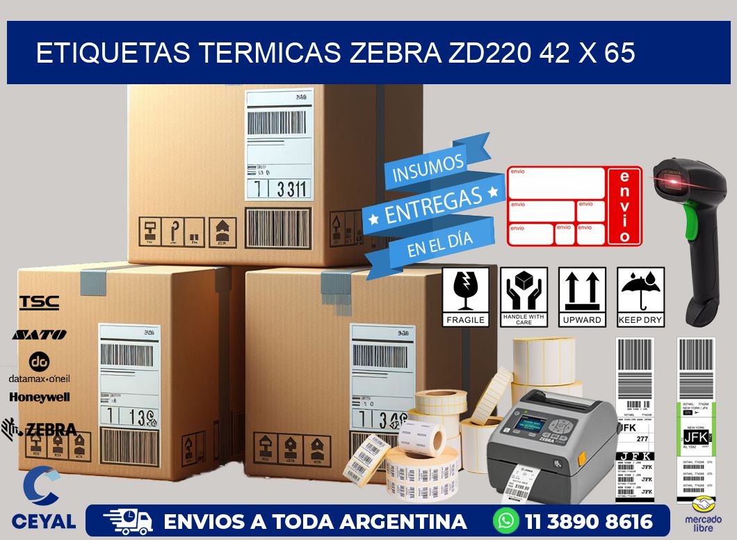 ETIQUETAS TERMICAS ZEBRA ZD220 42 x 65