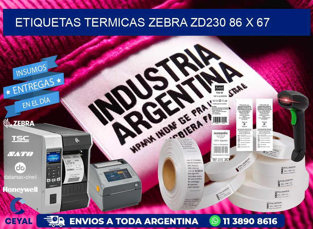 ETIQUETAS TERMICAS ZEBRA ZD230 86 x 67