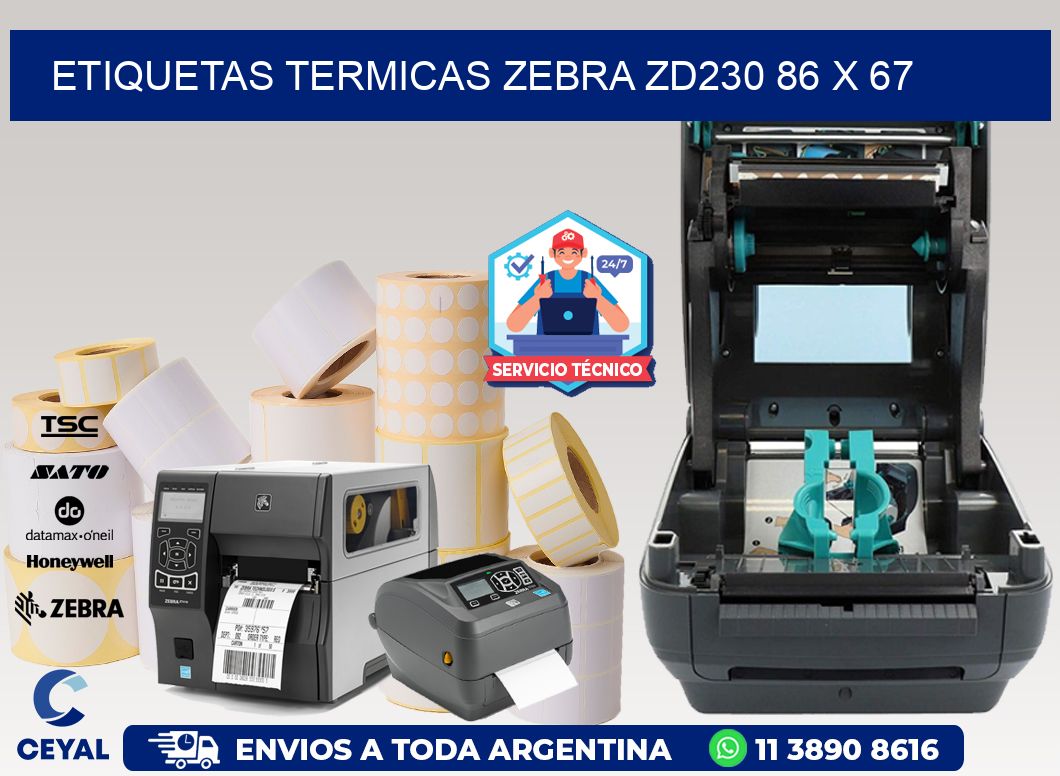 ETIQUETAS TERMICAS ZEBRA ZD230 86 x 67