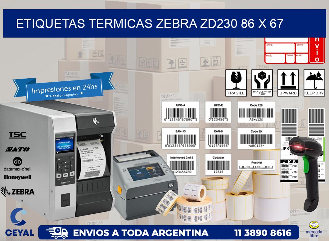 ETIQUETAS TERMICAS ZEBRA ZD230 86 x 67