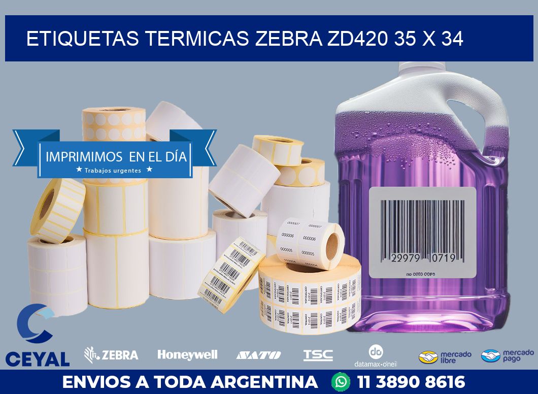 ETIQUETAS TERMICAS ZEBRA ZD420 35 x 34