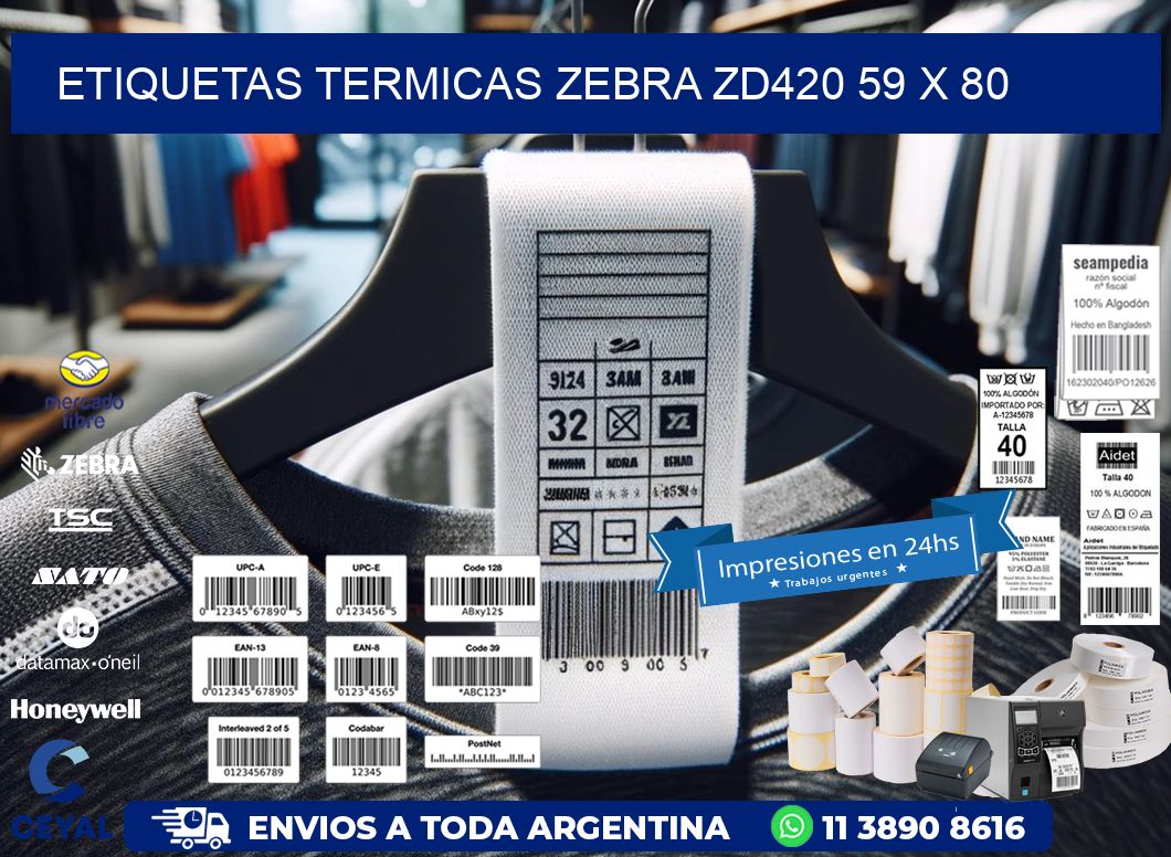 ETIQUETAS TERMICAS ZEBRA ZD420 59 x 80