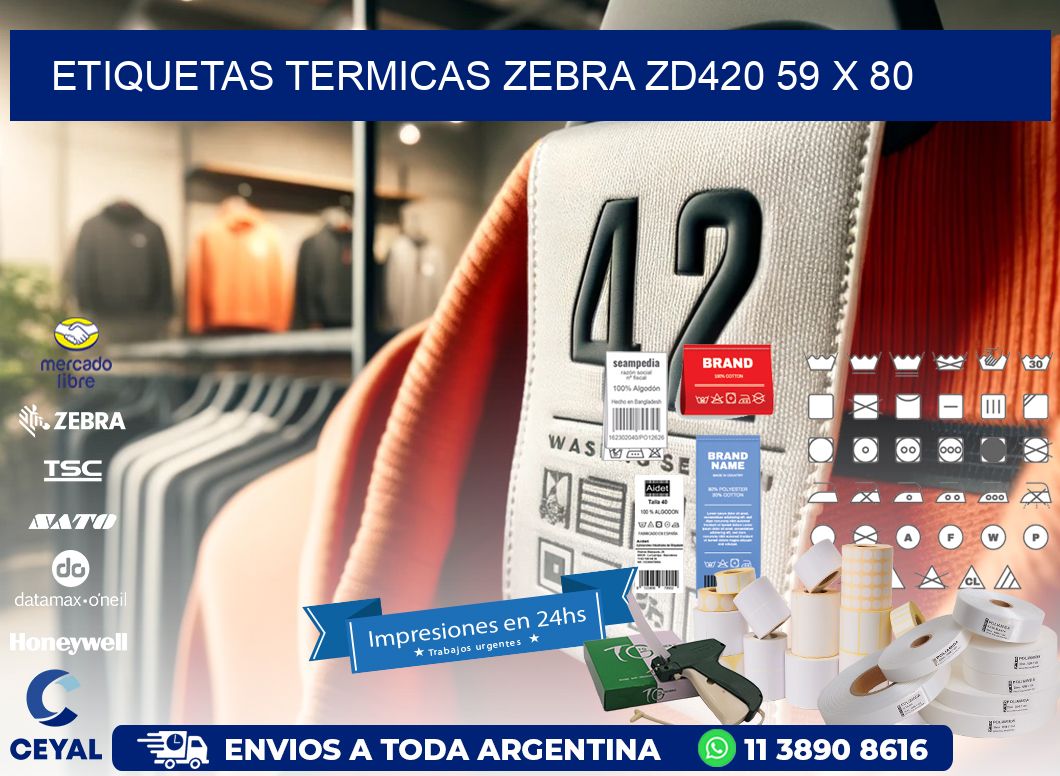 ETIQUETAS TERMICAS ZEBRA ZD420 59 x 80