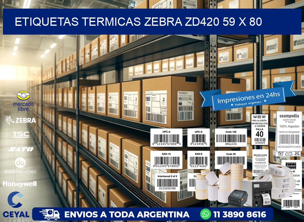 ETIQUETAS TERMICAS ZEBRA ZD420 59 x 80