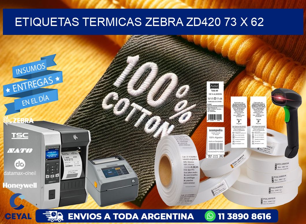 ETIQUETAS TERMICAS ZEBRA ZD420 73 x 62