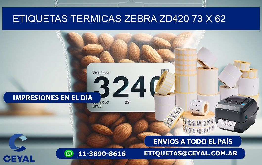 ETIQUETAS TERMICAS ZEBRA ZD420 73 x 62