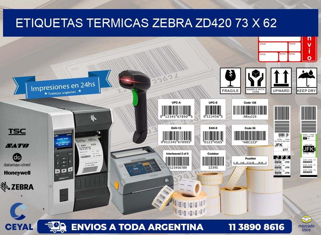 ETIQUETAS TERMICAS ZEBRA ZD420 73 x 62