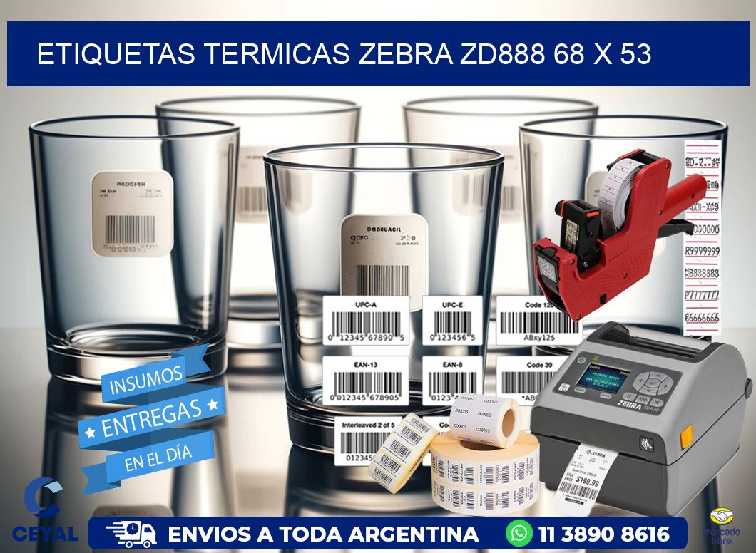 ETIQUETAS TERMICAS ZEBRA ZD888 68 x 53