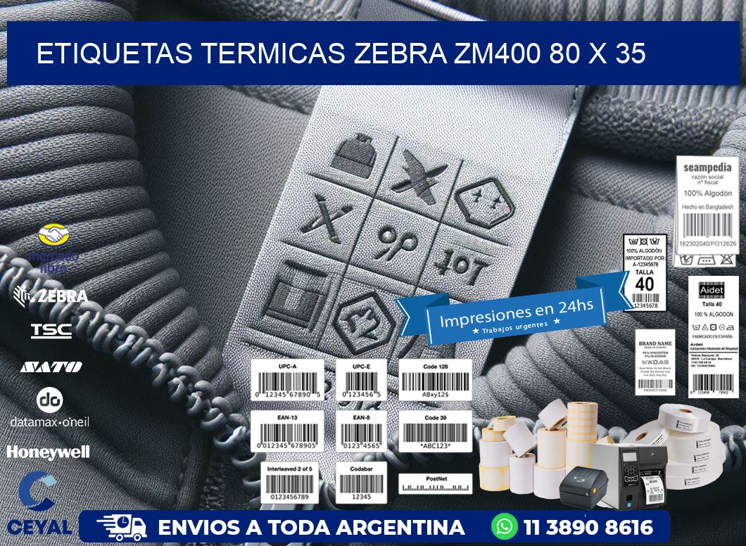 ETIQUETAS TERMICAS ZEBRA ZM400 80 x 35