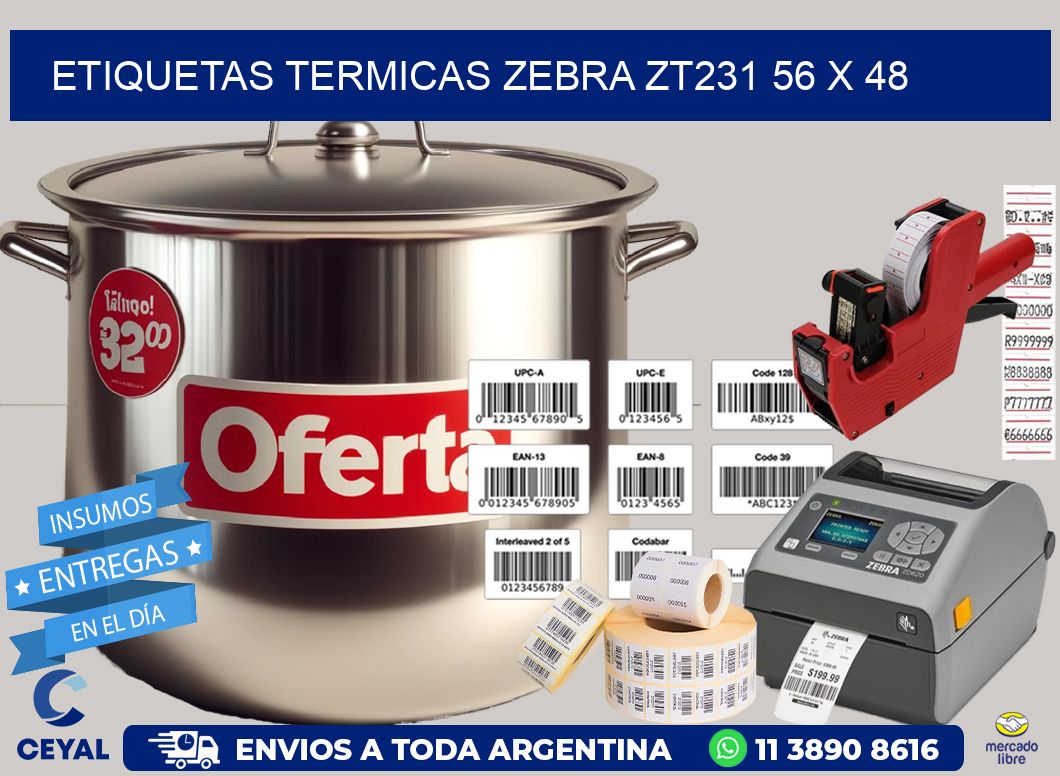 ETIQUETAS TERMICAS ZEBRA ZT231 56 x 48