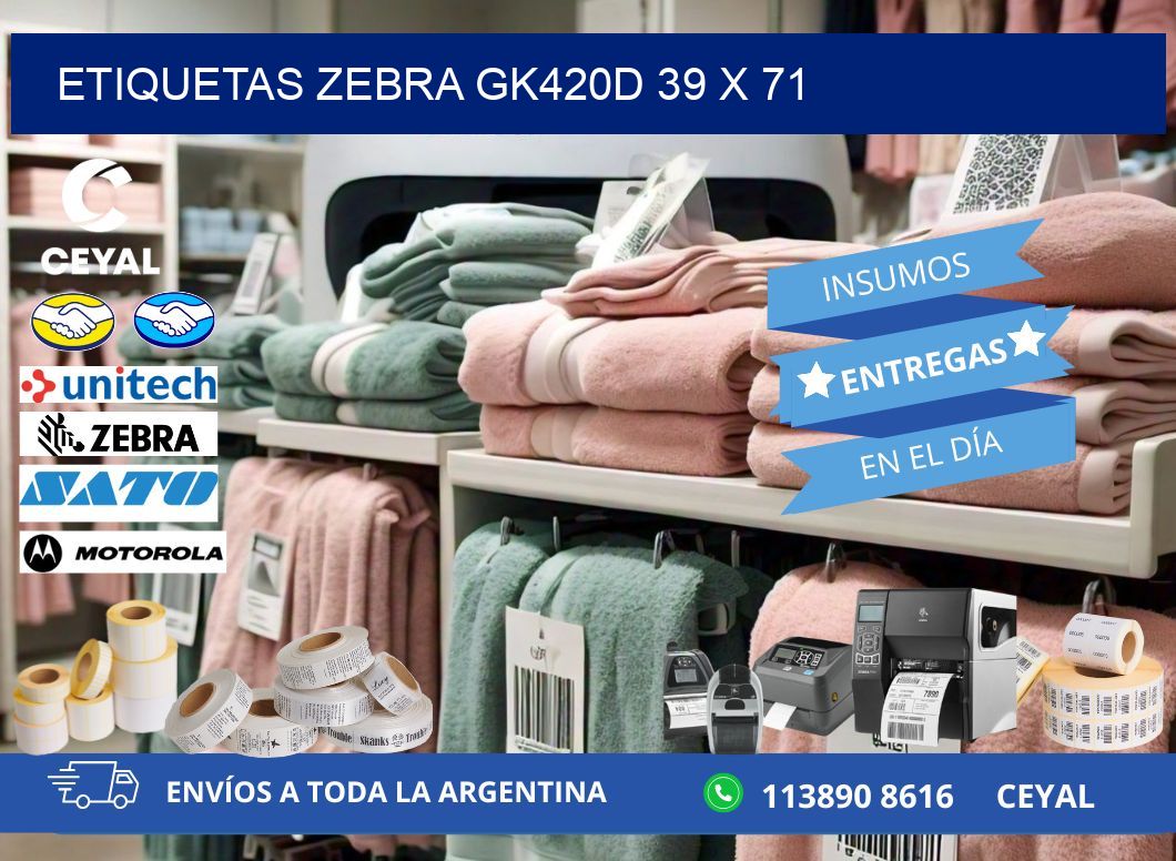 ETIQUETAS Zebra GK420D 39 x 71