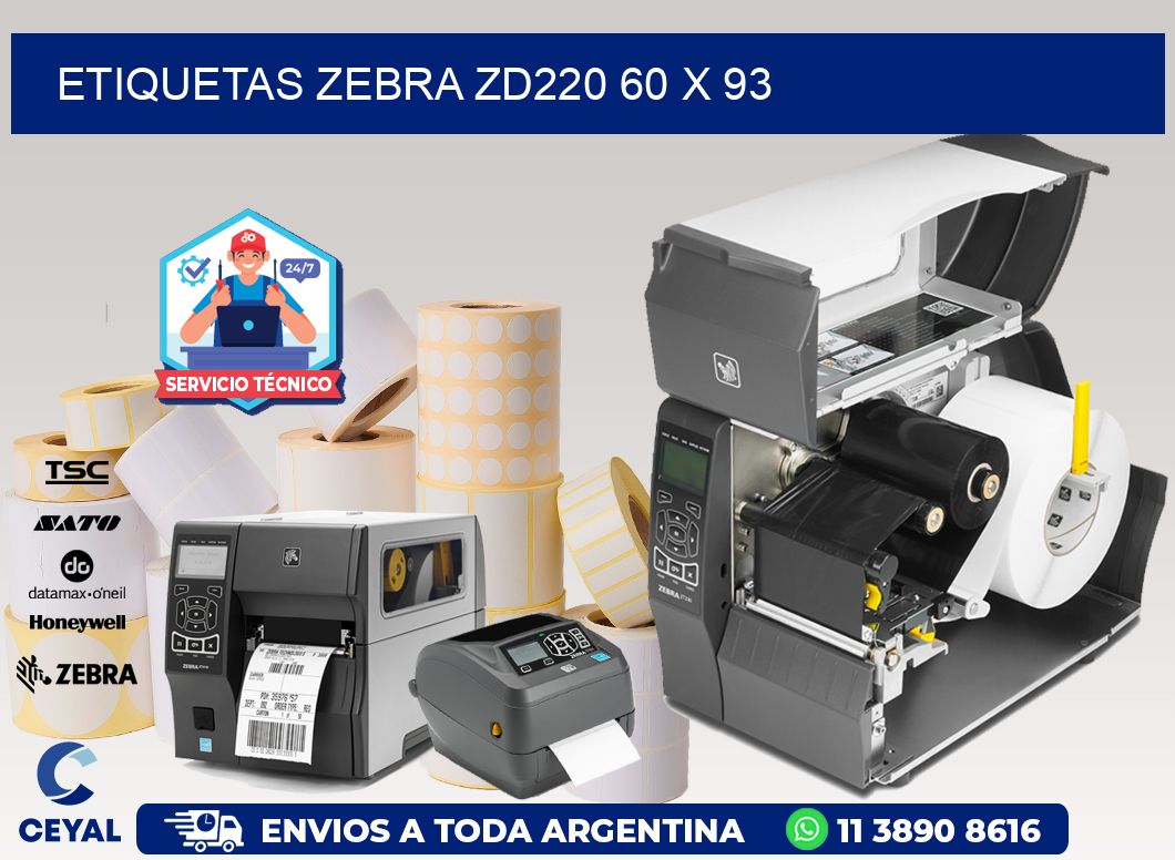 ETIQUETAS Zebra ZD220 60 x 93