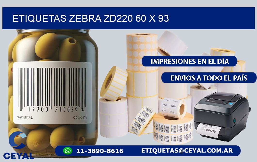 ETIQUETAS Zebra ZD220 60 x 93