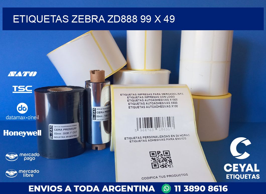 ETIQUETAS Zebra ZD888 99 x 49