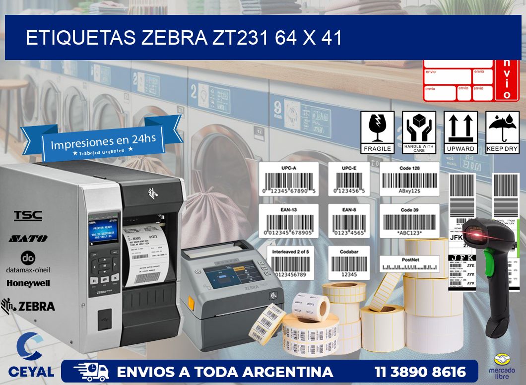 ETIQUETAS Zebra ZT231 64 x 41