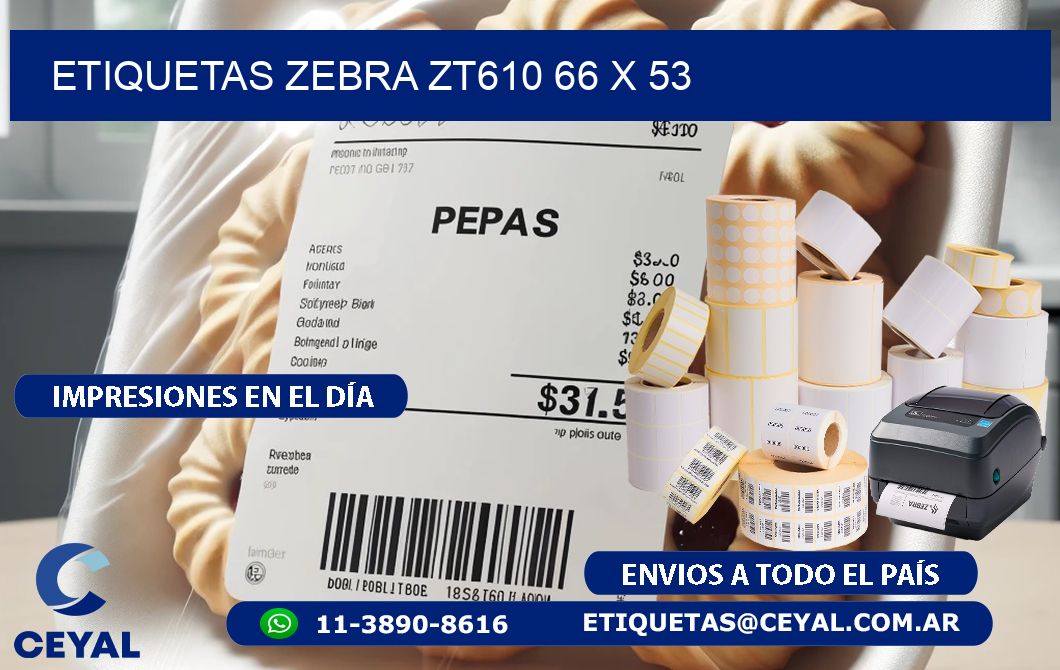 ETIQUETAS Zebra ZT610 66 x 53