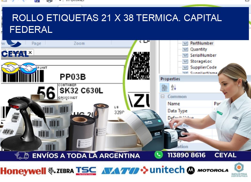 Rollo etiquetas 21 x 38 termica. Capital Federal