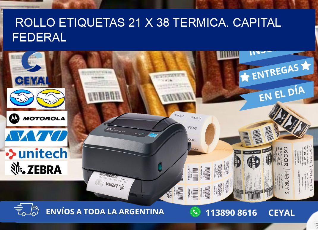 Rollo etiquetas 21 x 38 termica. Capital Federal