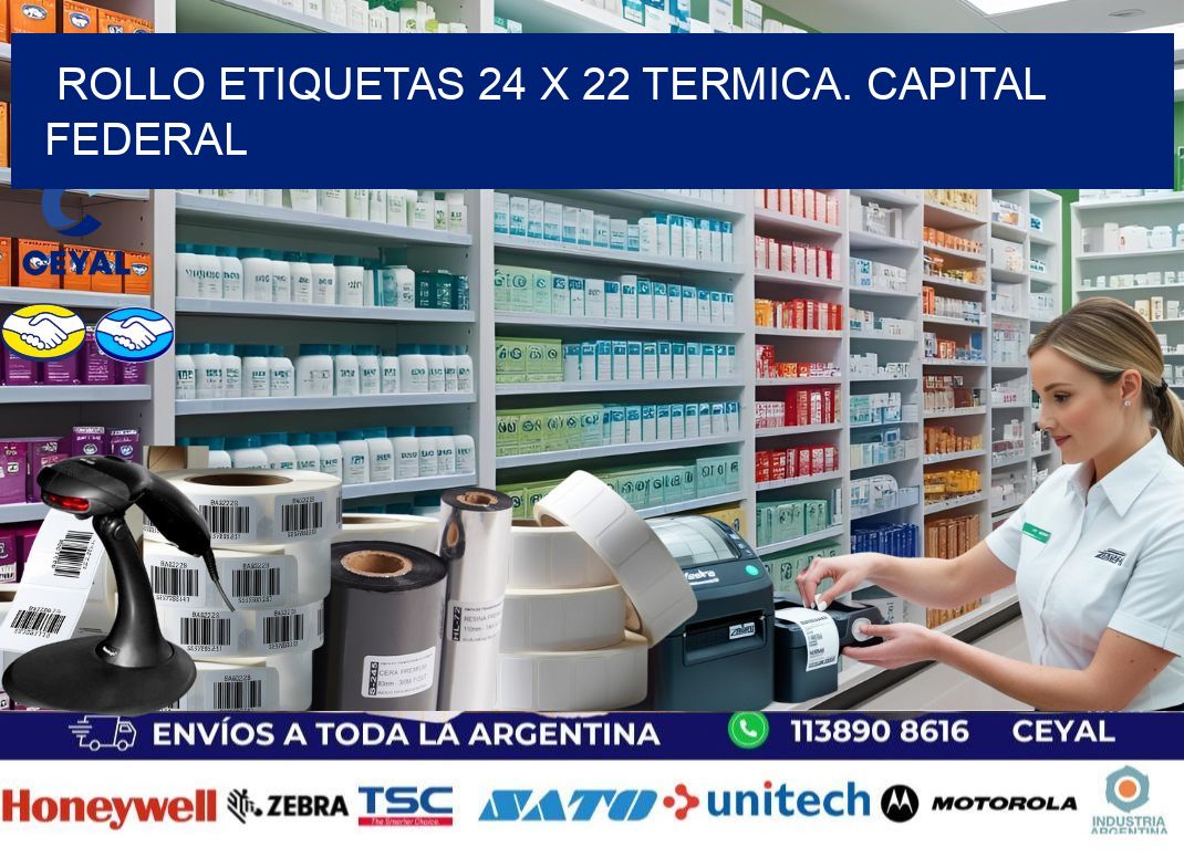 Rollo etiquetas 24 x 22 termica. Capital Federal