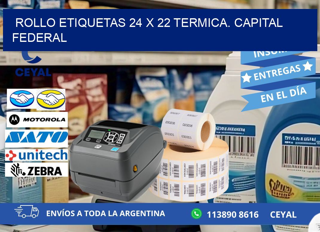 Rollo etiquetas 24 x 22 termica. Capital Federal