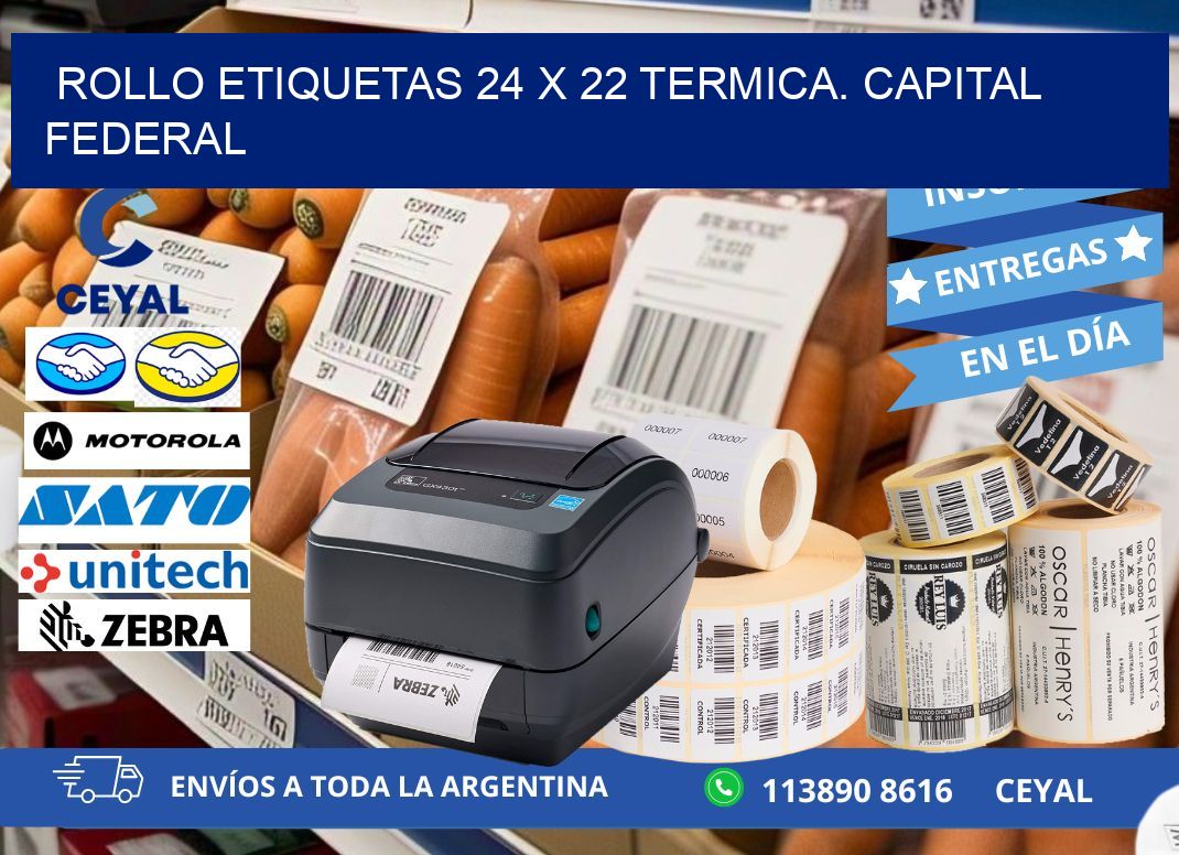 Rollo etiquetas 24 x 22 termica. Capital Federal