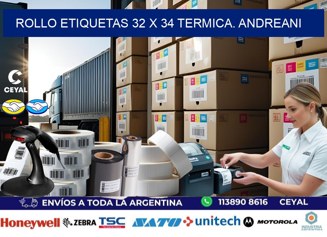Rollo etiquetas 32 x 34 termica. Andreani