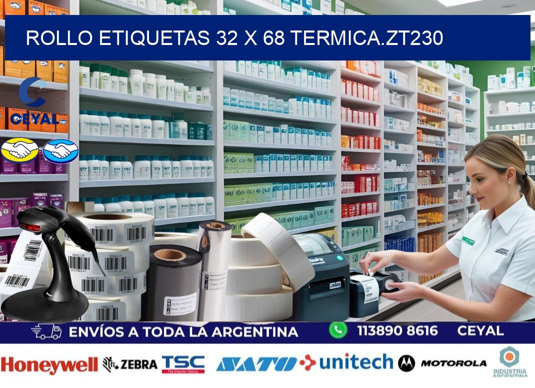 Rollo etiquetas 32 x 68 termica.zt230