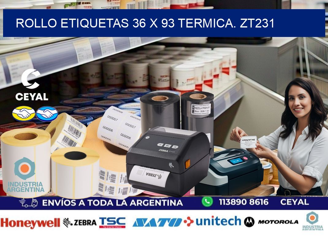 Rollo etiquetas 36 x 93 termica. zt231
