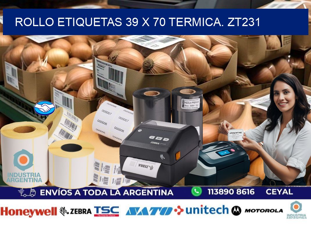 Rollo etiquetas 39 x 70 termica. zt231
