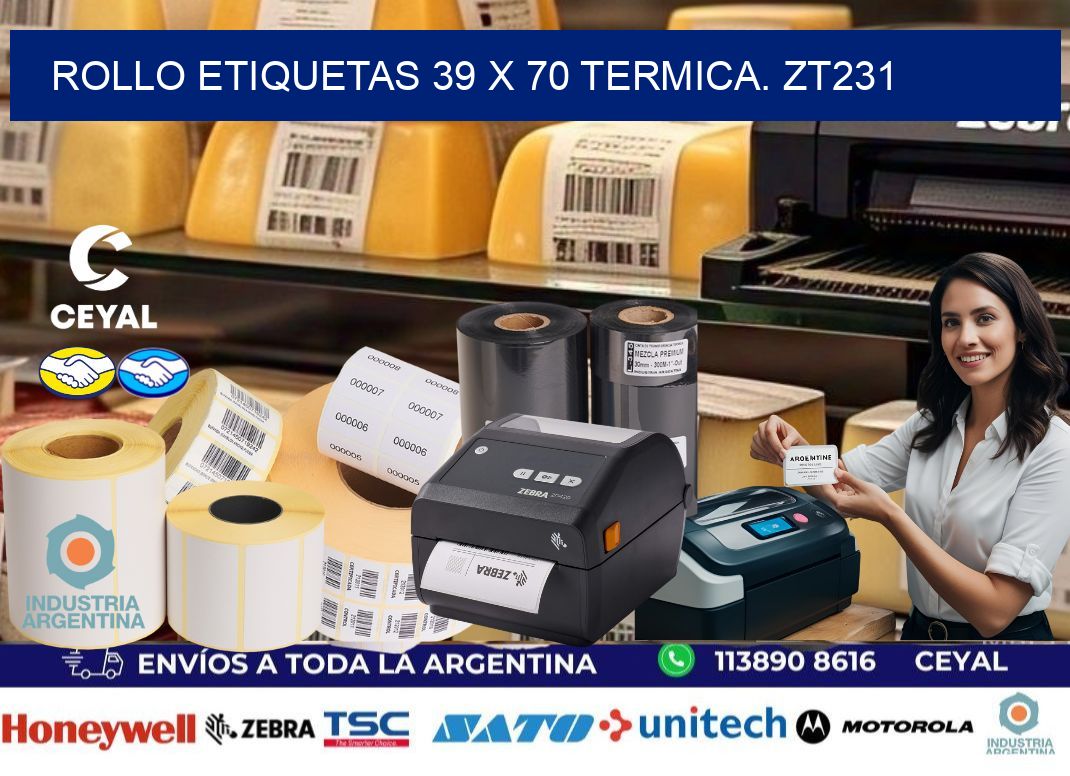 Rollo etiquetas 39 x 70 termica. zt231