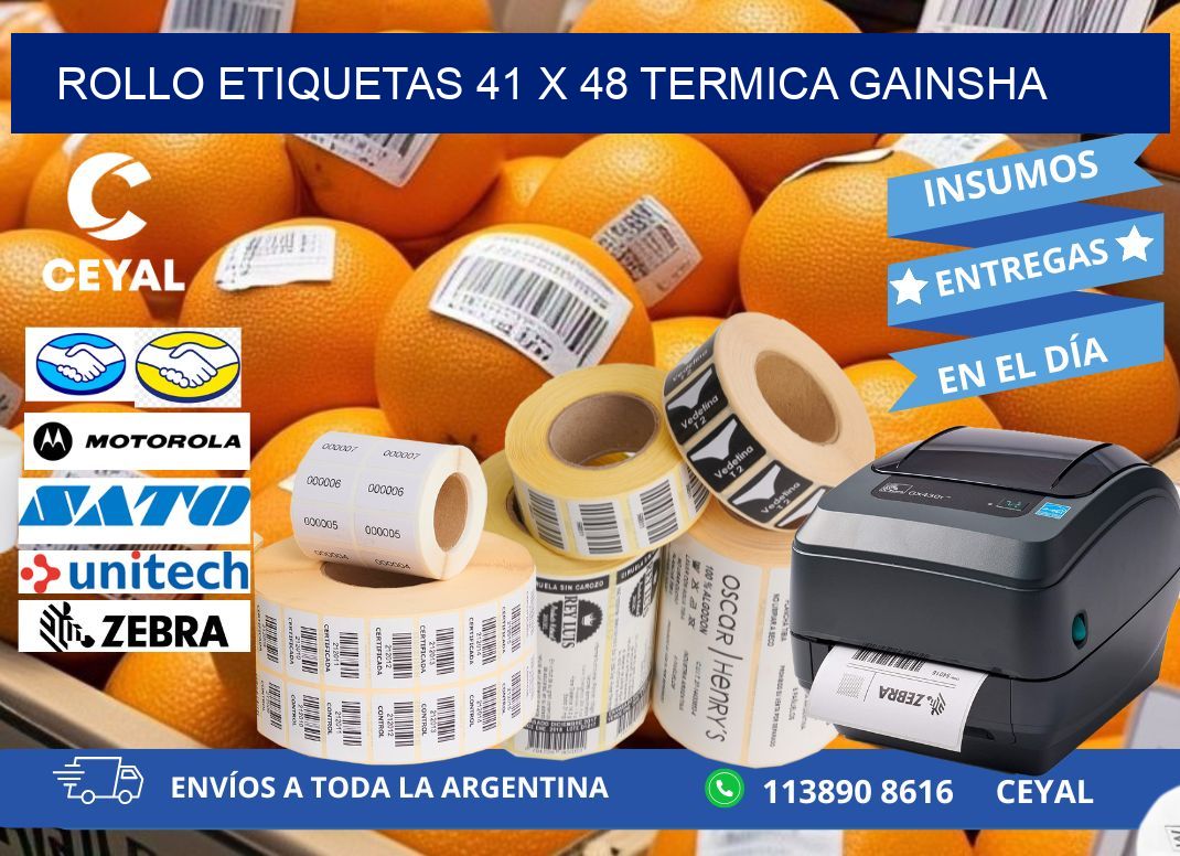Rollo etiquetas 41 x 48 termica gainsha