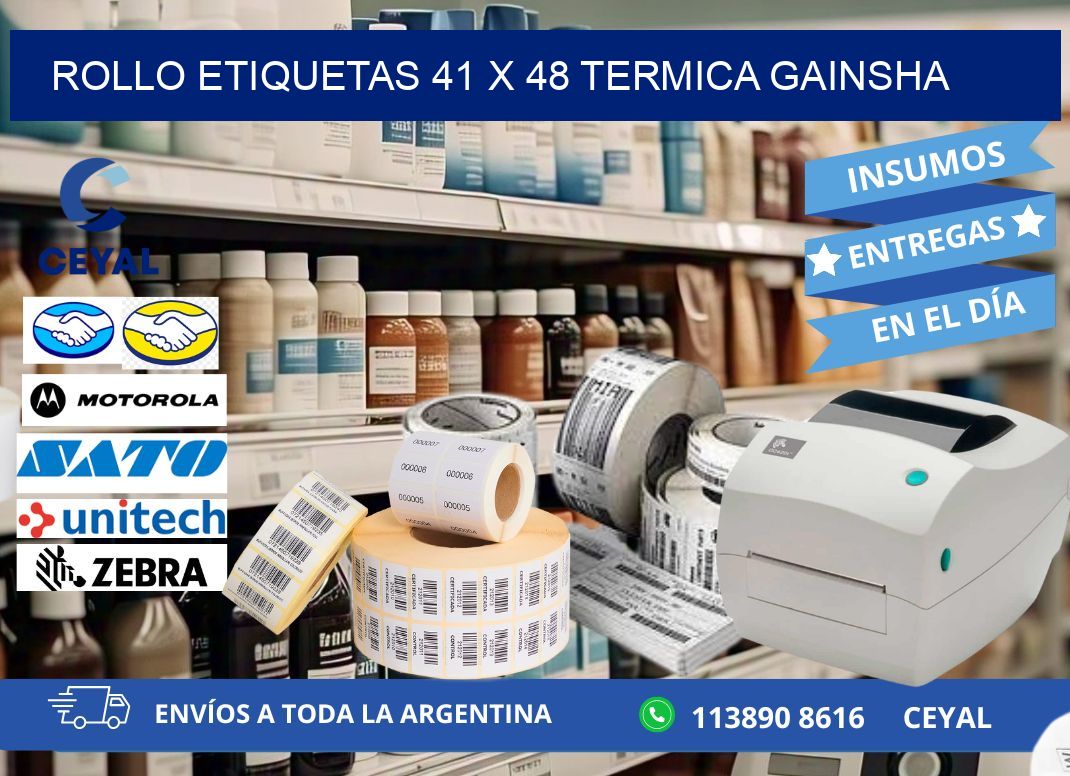 Rollo etiquetas 41 x 48 termica gainsha