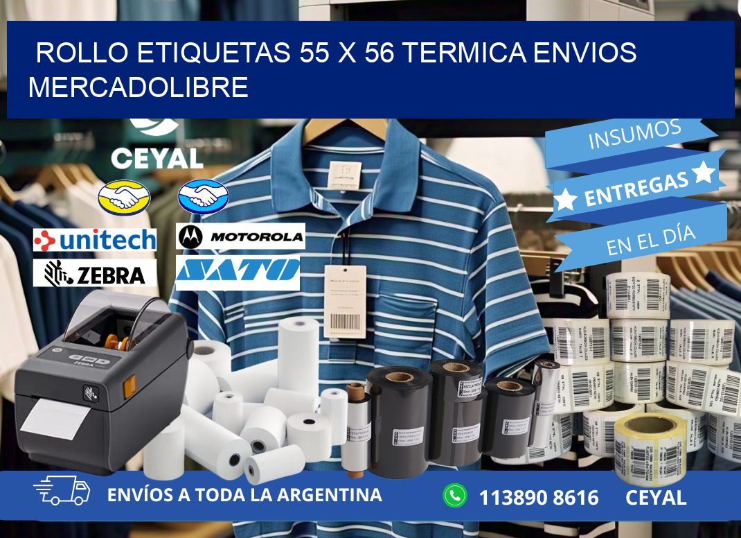 Rollo etiquetas 55 x 56 termica ENVIOS MERCADOLIBRE